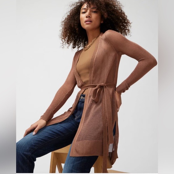 White House Black Market Jackets & Blazers - NWT White House Black Market Crochet Belted Coverup Size XS